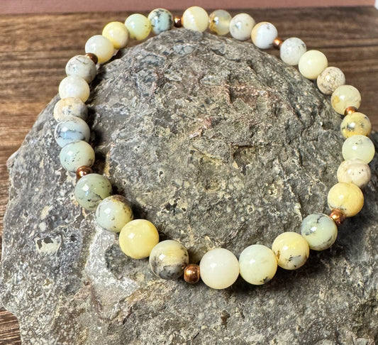 Yellow African Opal Stretchy Bracelet