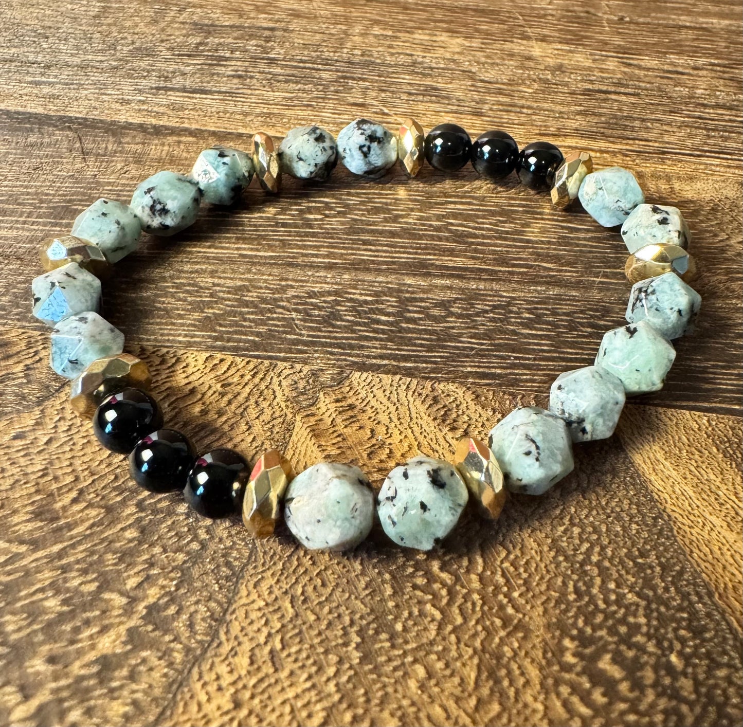 Kiwi Jasper & Onyx Stretchy Bracelet