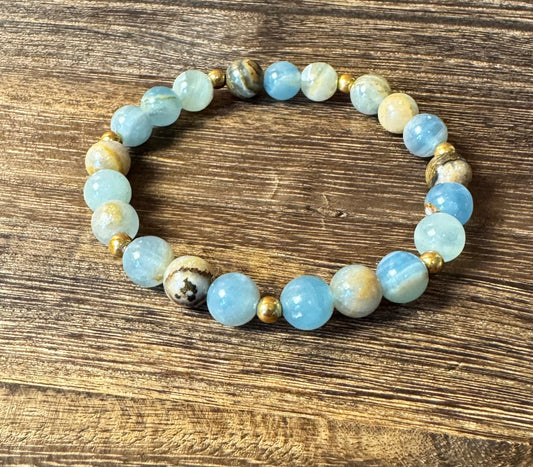 Lemurian Calcite Stretchy Bracelet (8 mm)