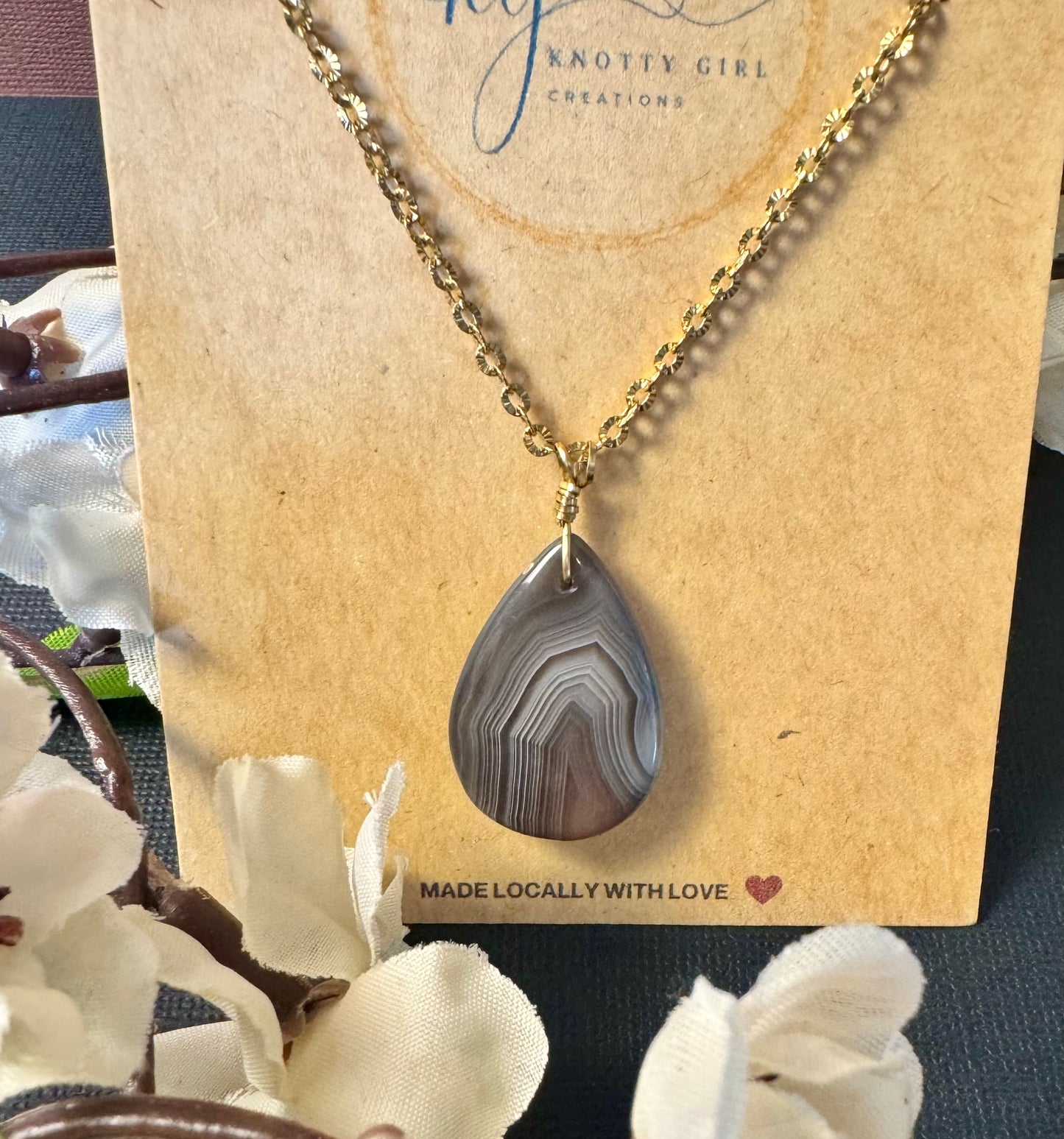 Botswana Agate Pendant Necklace