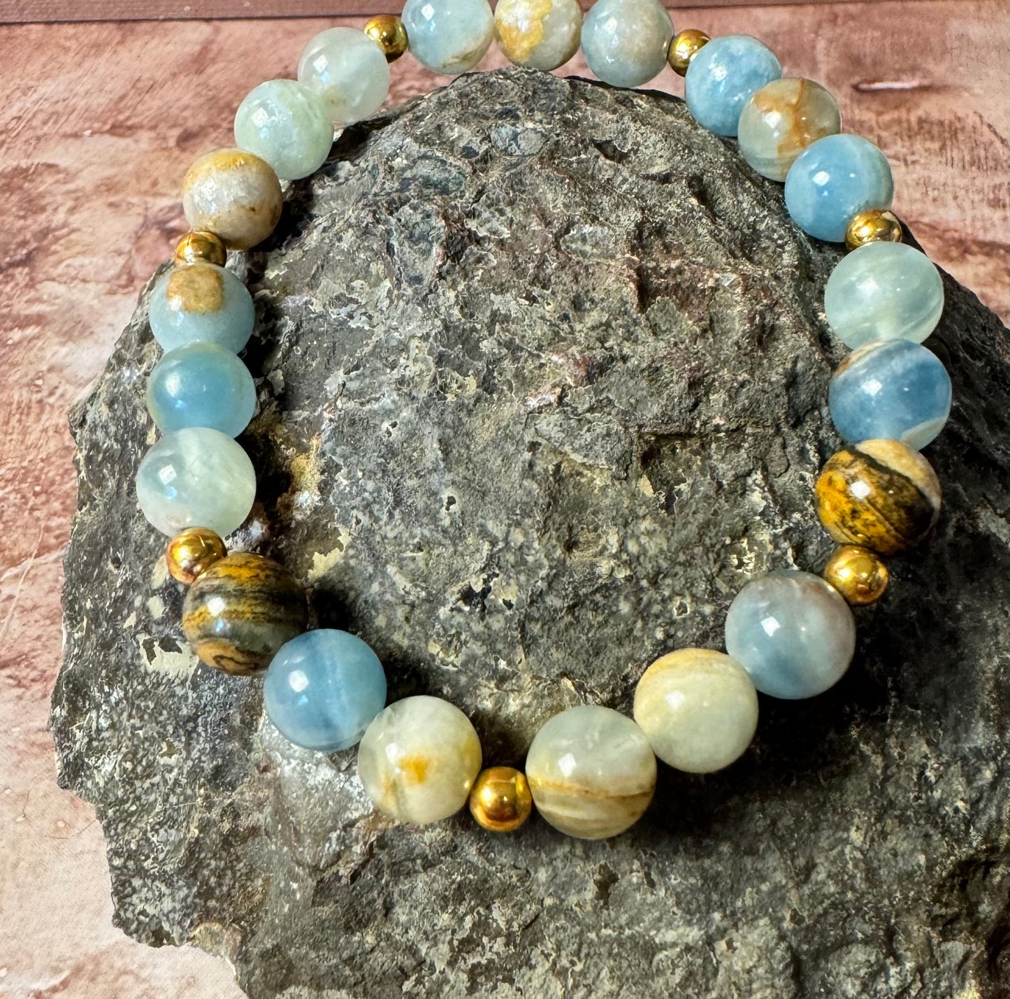 Lemurian Calcite Stretchy Bracelet (8 mm)